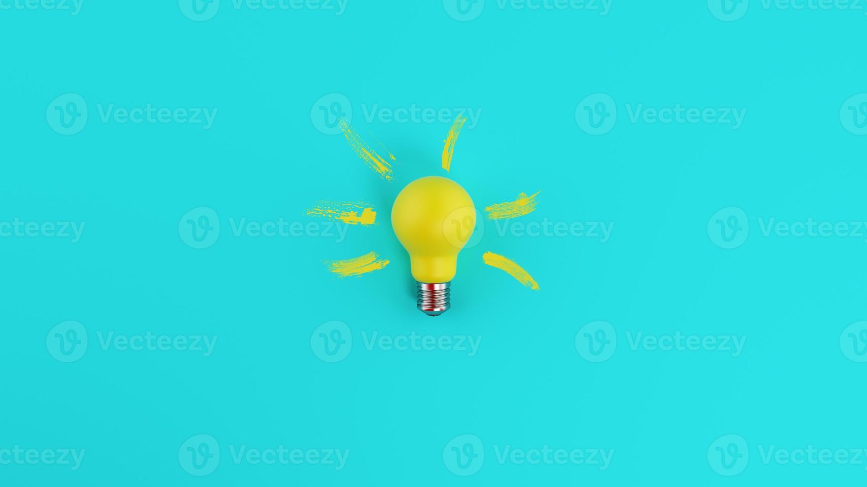 giallo lampadina su ciano sfondo. concetto di creatività e idea foto