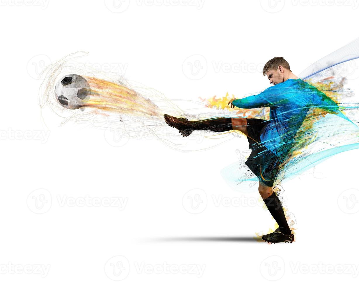 calcio giocatore calciando foto