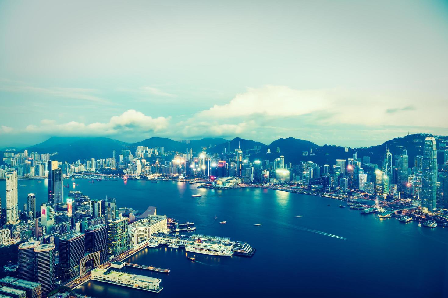 vista della città di hong kong, cina foto