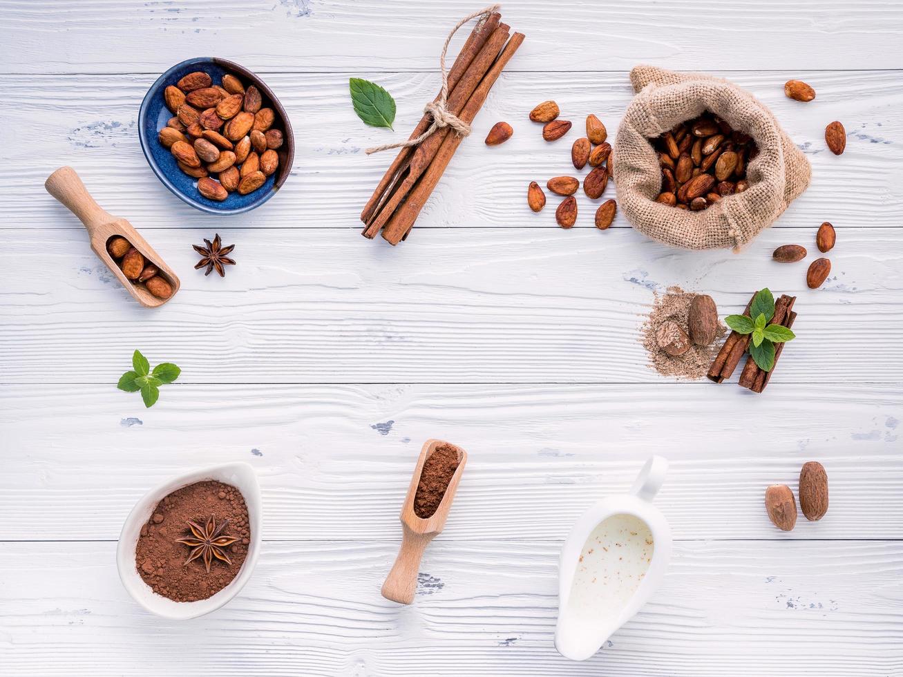 cornice di ingredienti al cioccolato foto