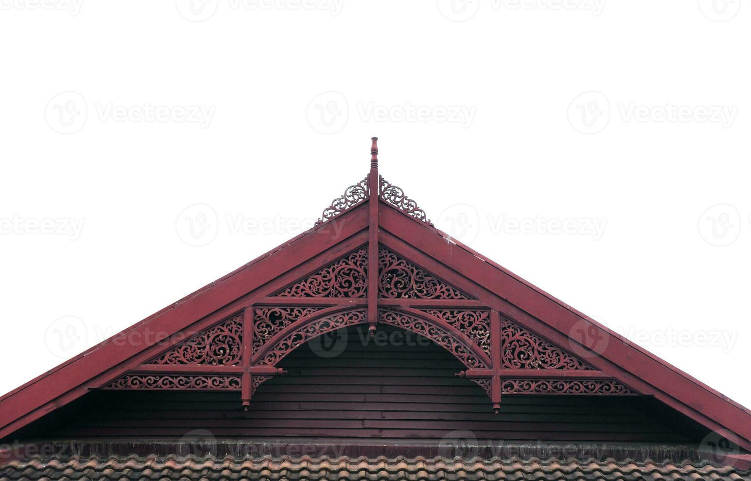 classico timpano Casa architettura stile Tailandia su bianca sfondo foto