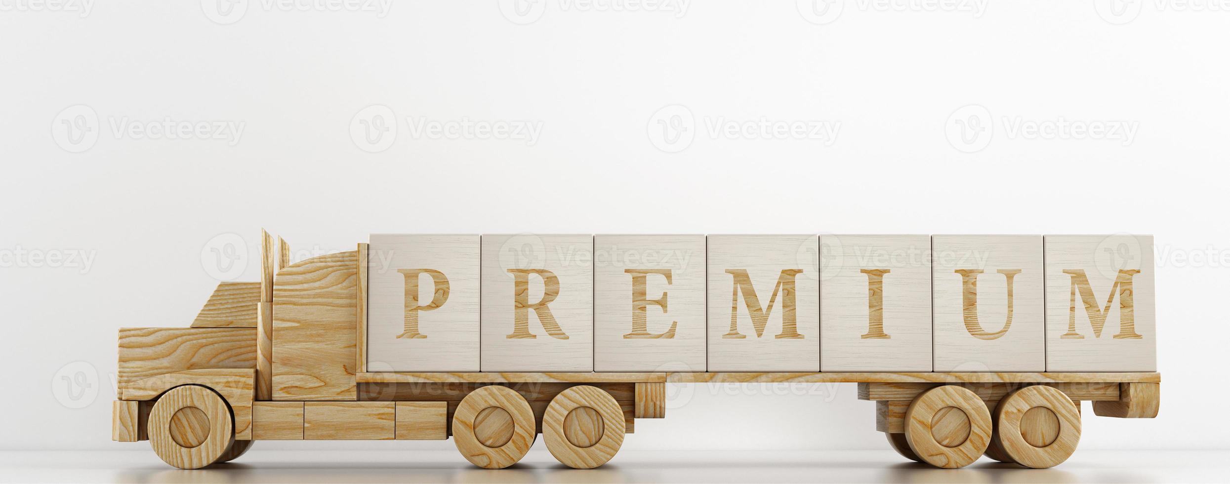 giocattolo camion trasporti grande di legno cubi per pubblicizzare il servizio offerto foto
