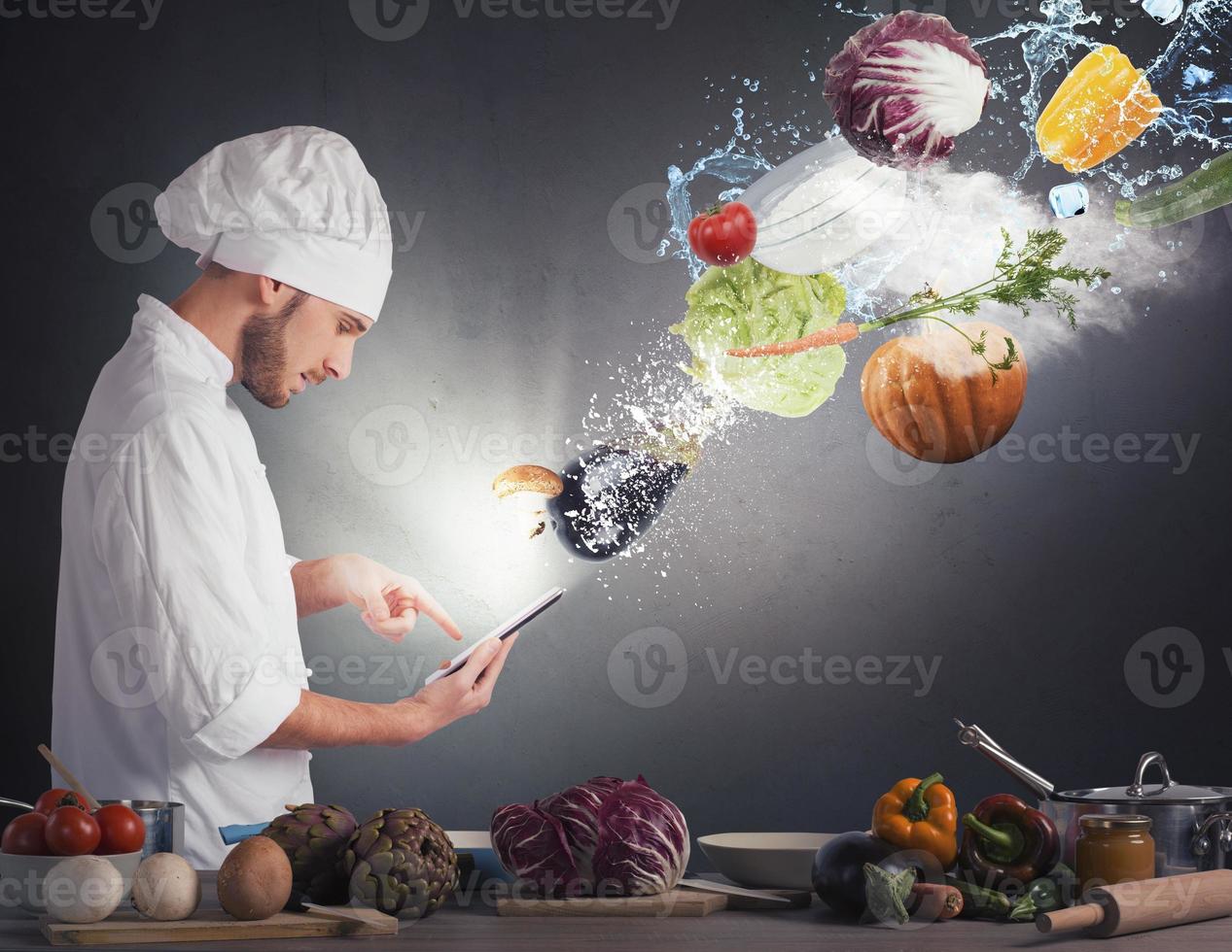 cucinando ricetta a partire dal tavoletta foto