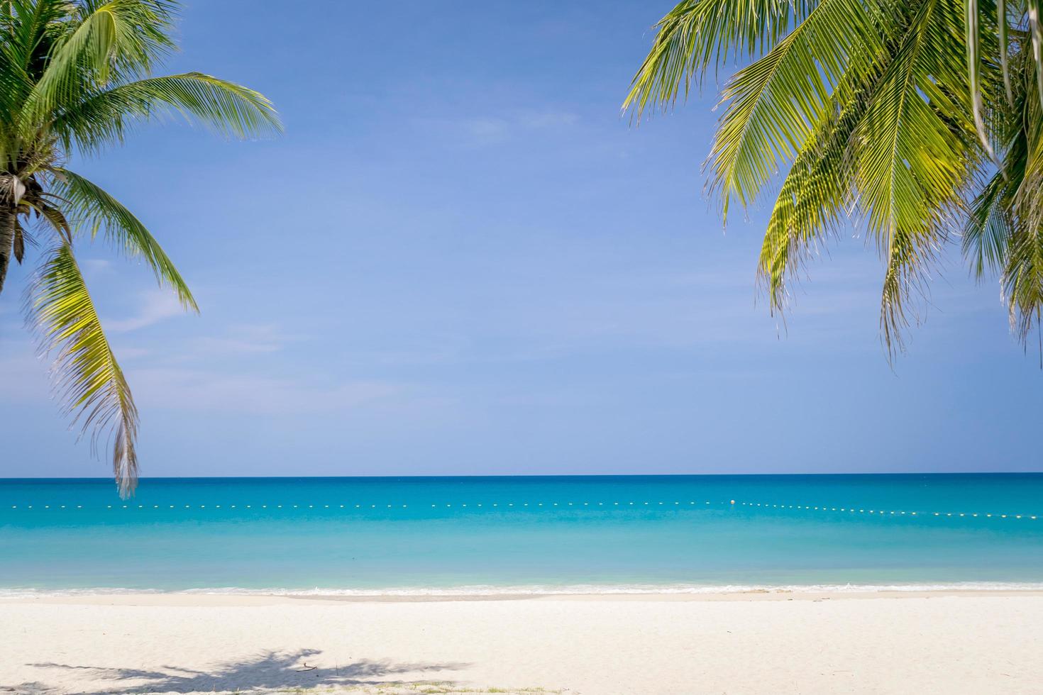 spiaggia tropicale e sfondo blu cielo foto