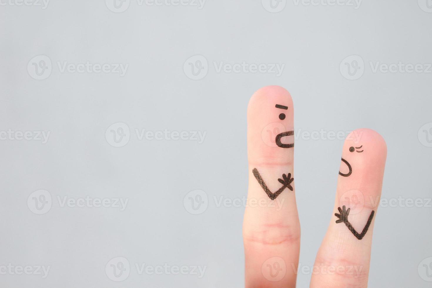 dita arte di coppia durante litigare. foto