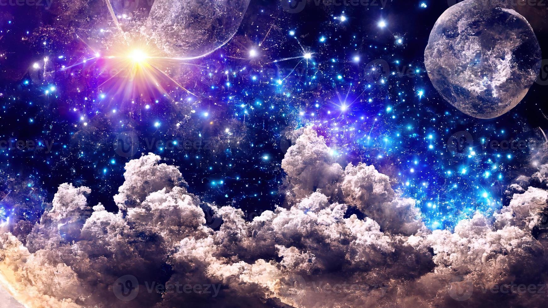 nuvole, pianeti, stelle. astratto illustrazione arte foto