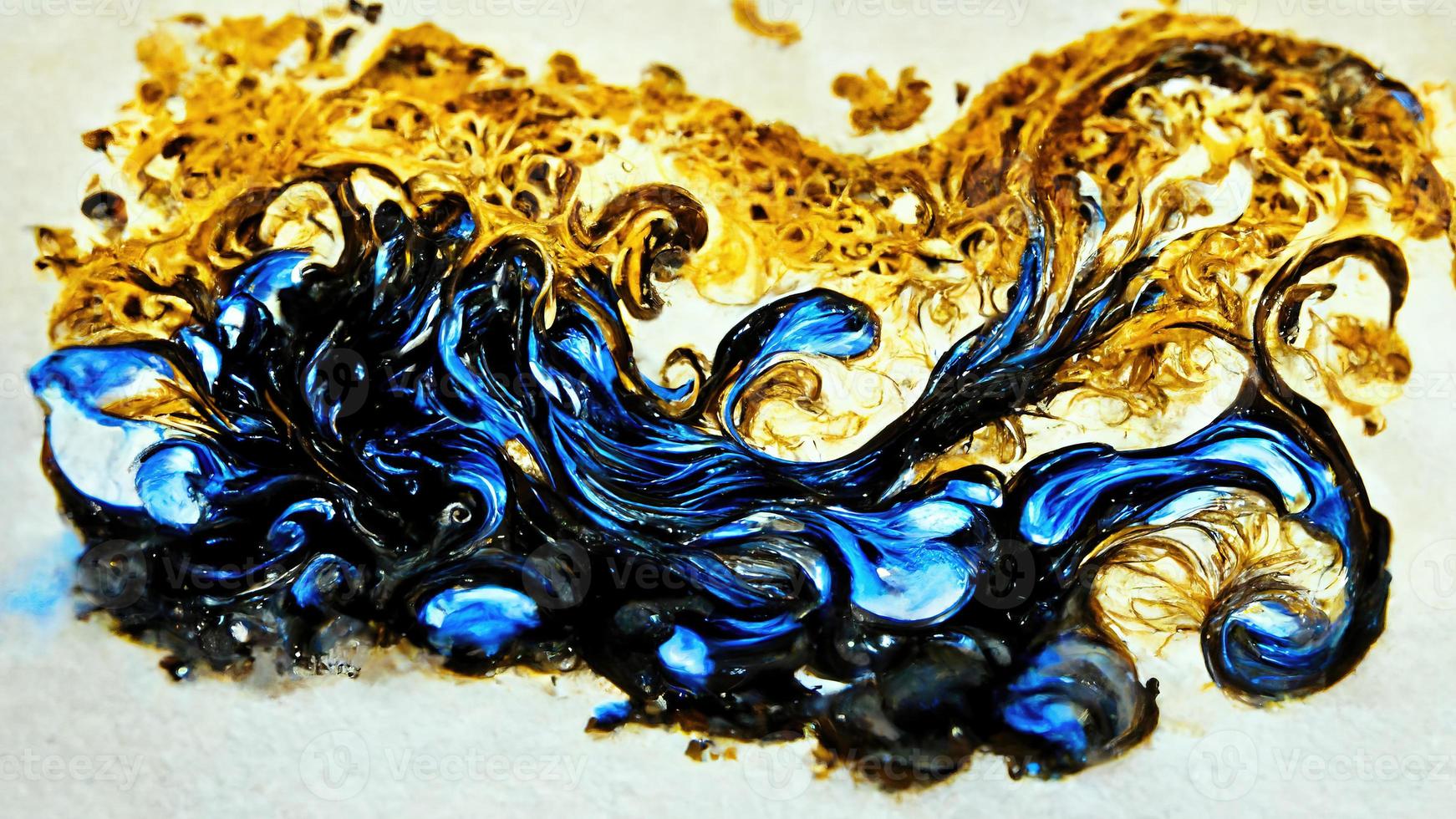 astratto illustrazione alcool inchiostro con oro e blu colore su marmo foto