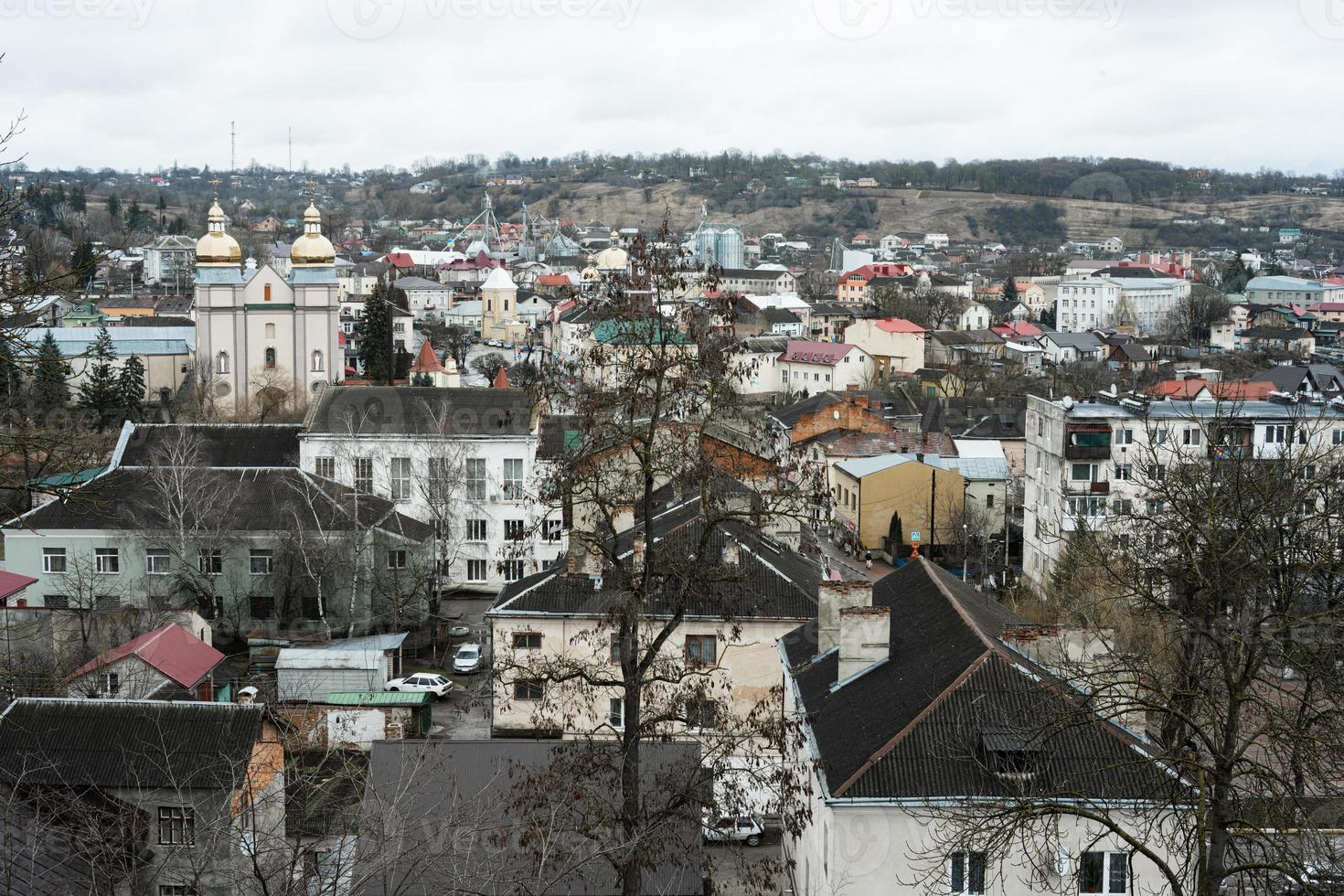 panorama Visualizza di terebovlia città a partire dal castello, ternopil regione, Ucraina. foto