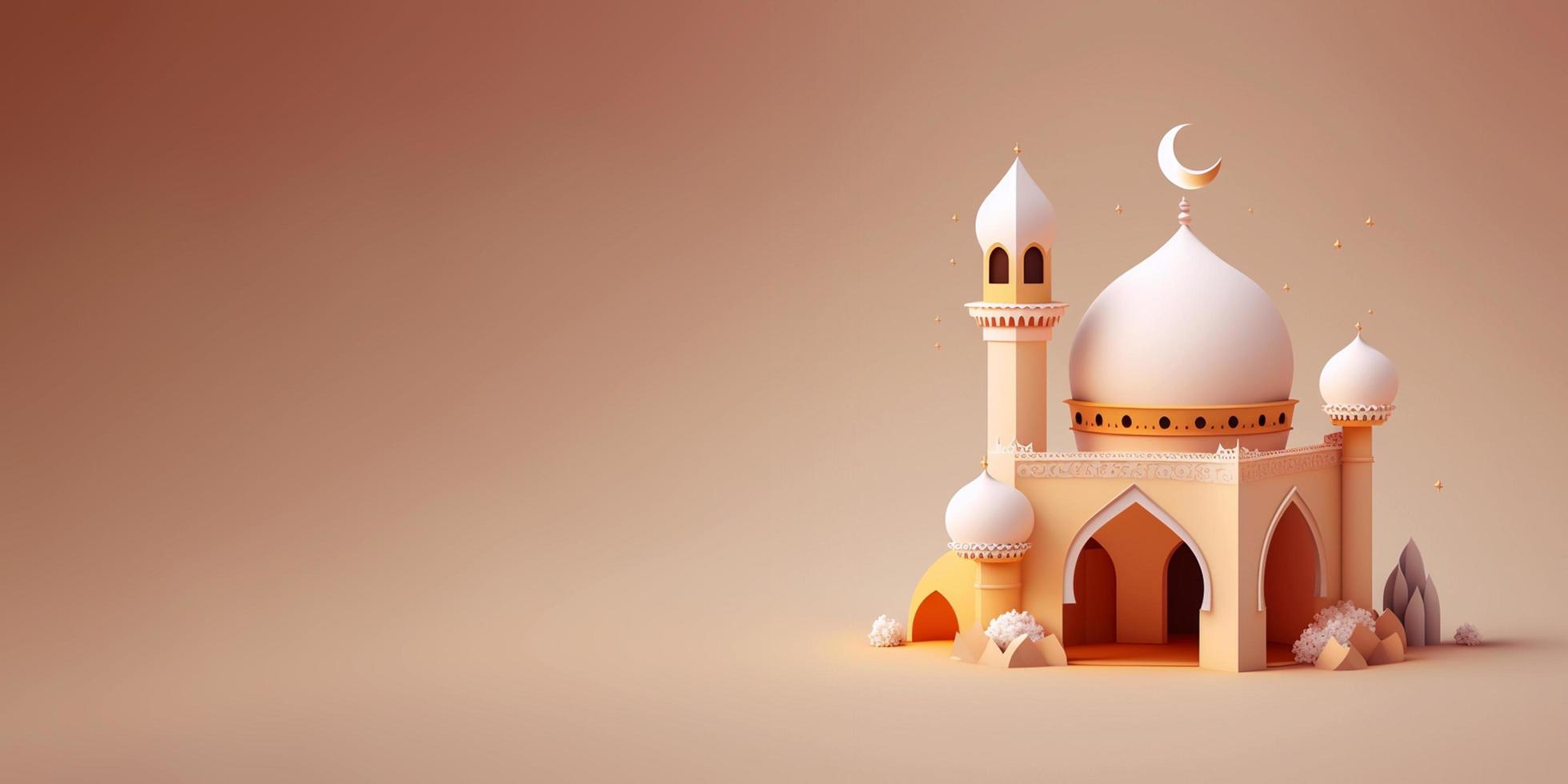 3d moderno islamico vuoto sfondo con copia spazio, Schermo podio con Ramadan lanterna, eid mubarak concetto illustrazione foto