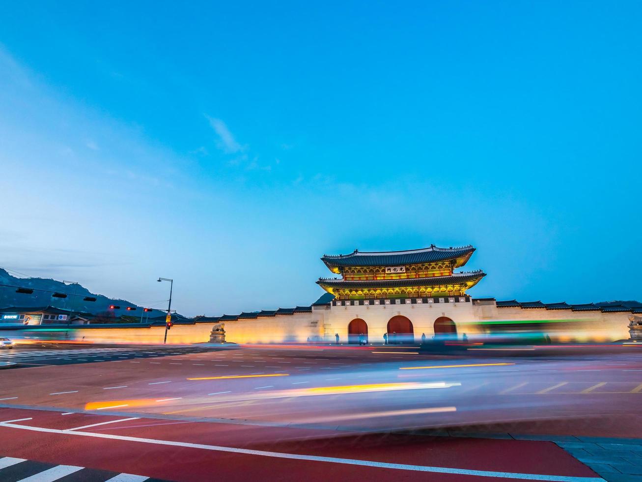 punto di riferimento del palazzo gyeongbokgung della città di seoul in corea del sud foto