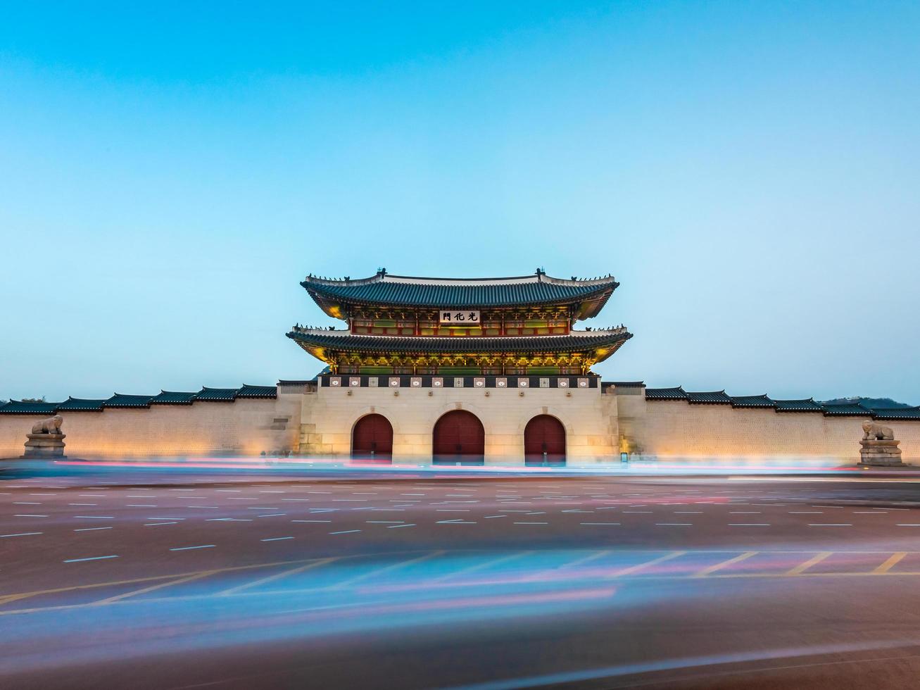 punto di riferimento del palazzo gyeongbokgung della città di seoul in corea del sud foto