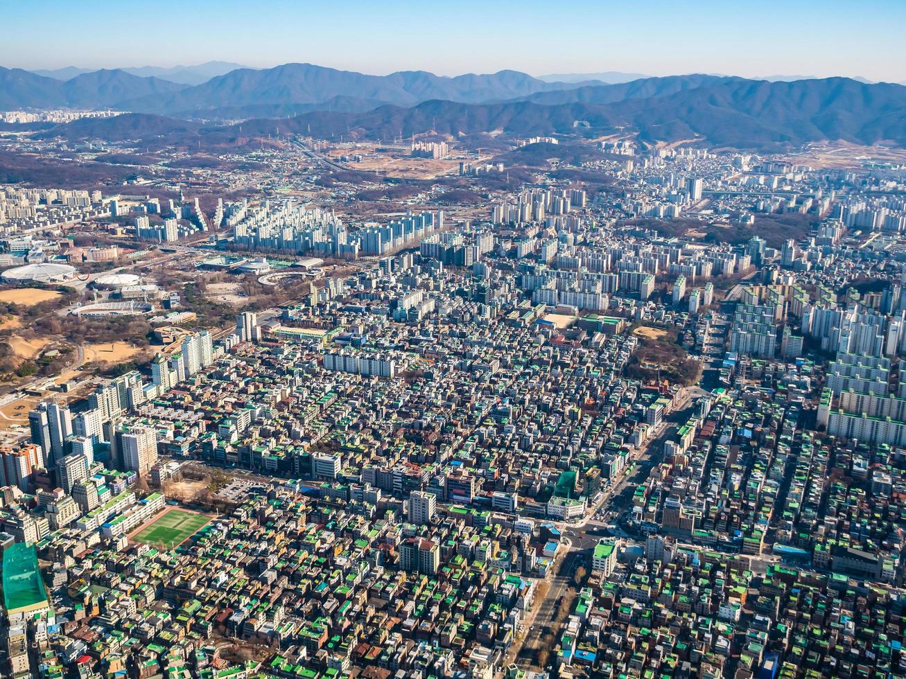 vista aerea della città di seoul, corea del sud foto