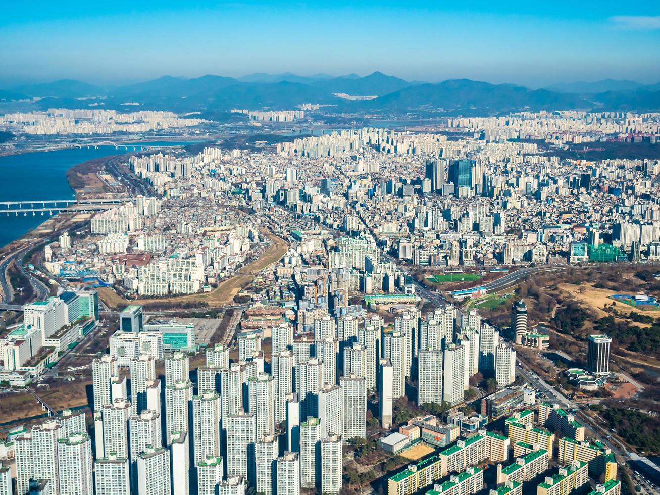 vista aerea della città di seoul, corea del sud foto