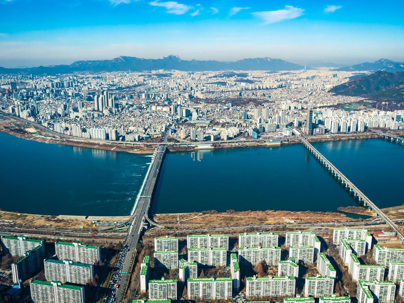 vista aerea della città di seoul, corea del sud foto