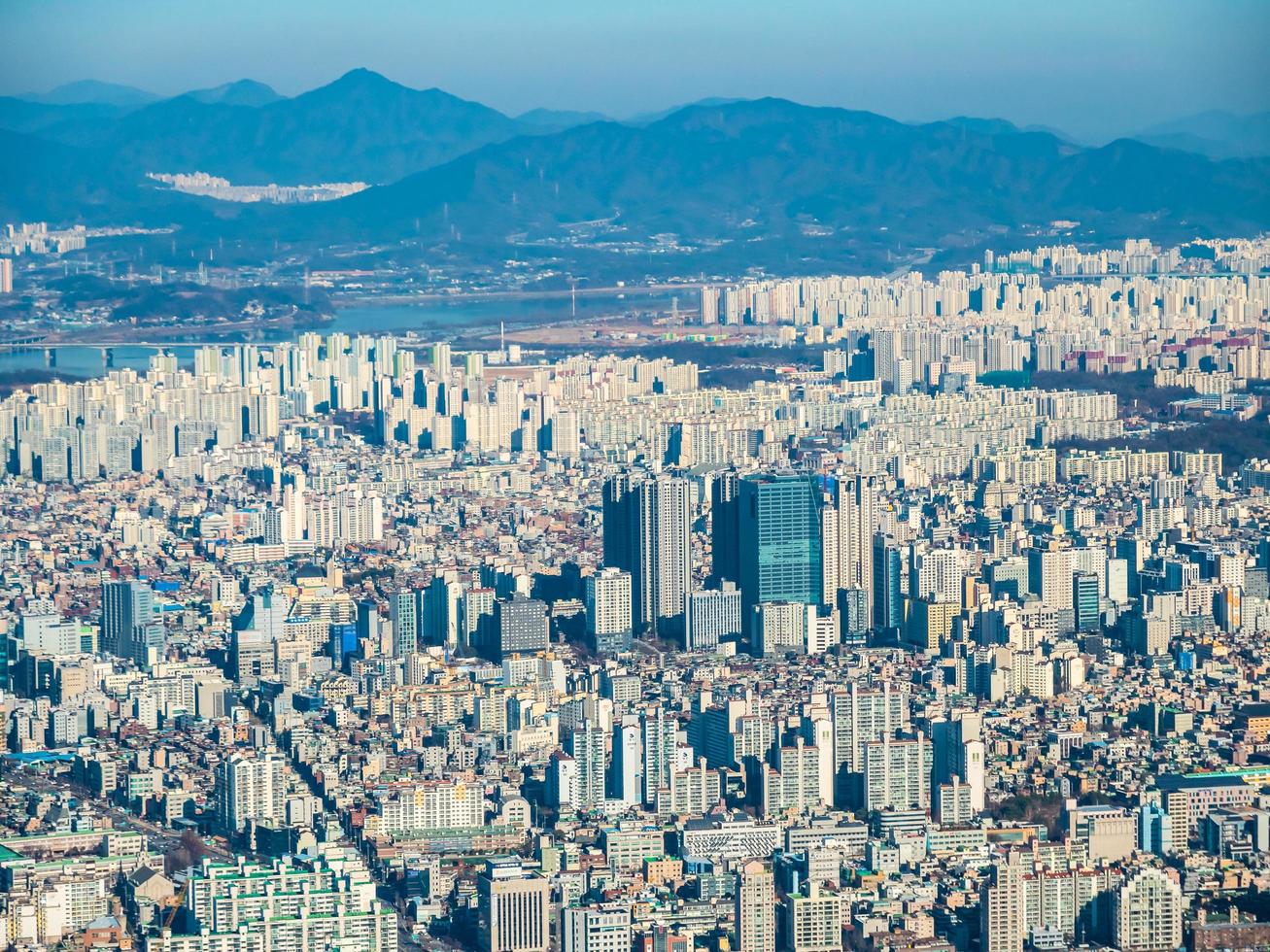 vista aerea della città di seoul, corea del sud foto