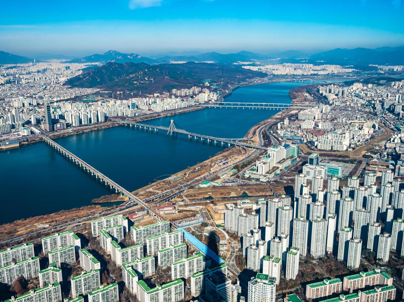 vista aerea della città di seoul, corea del sud foto