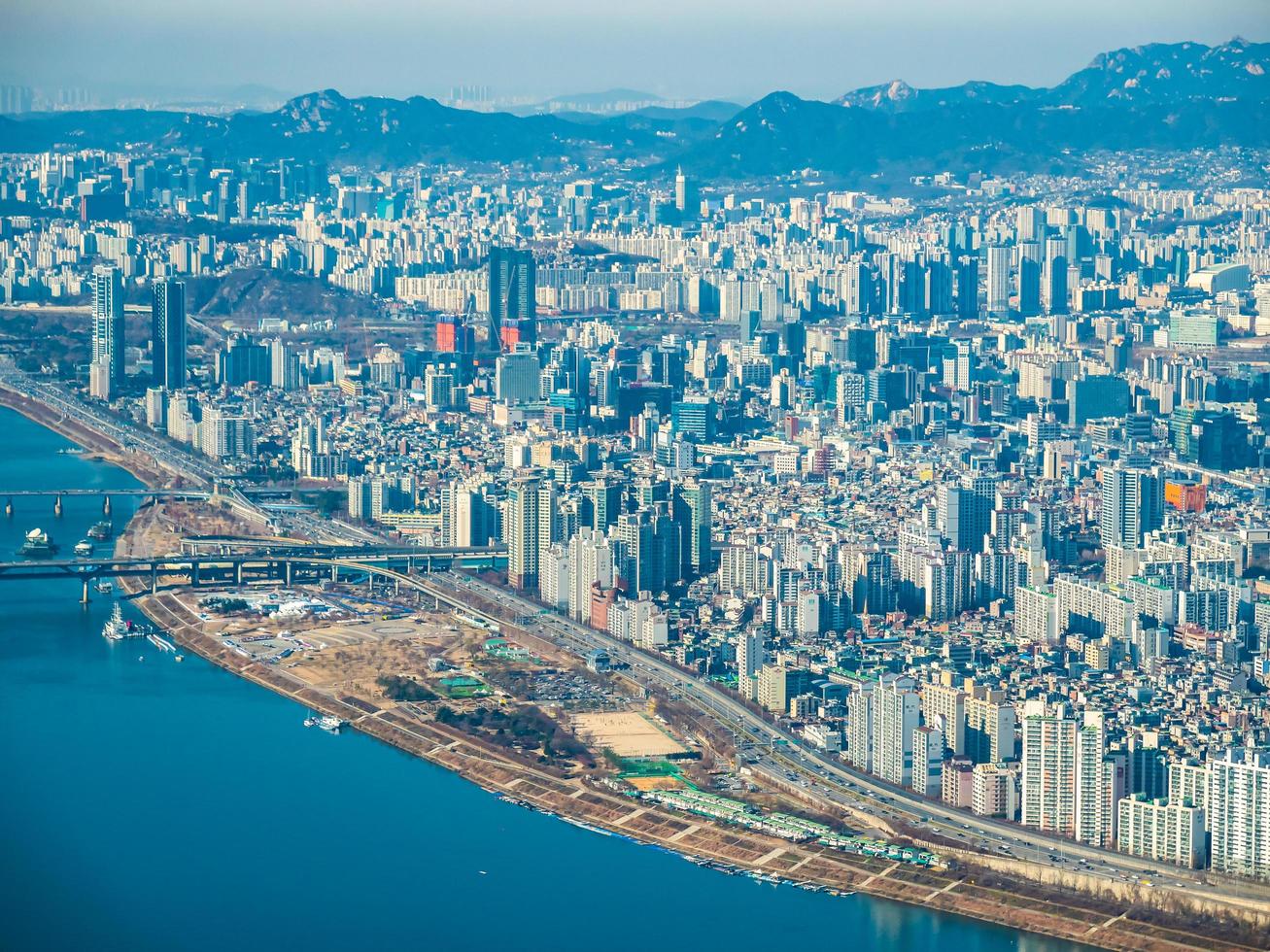 vista aerea della città di seoul, corea del sud foto