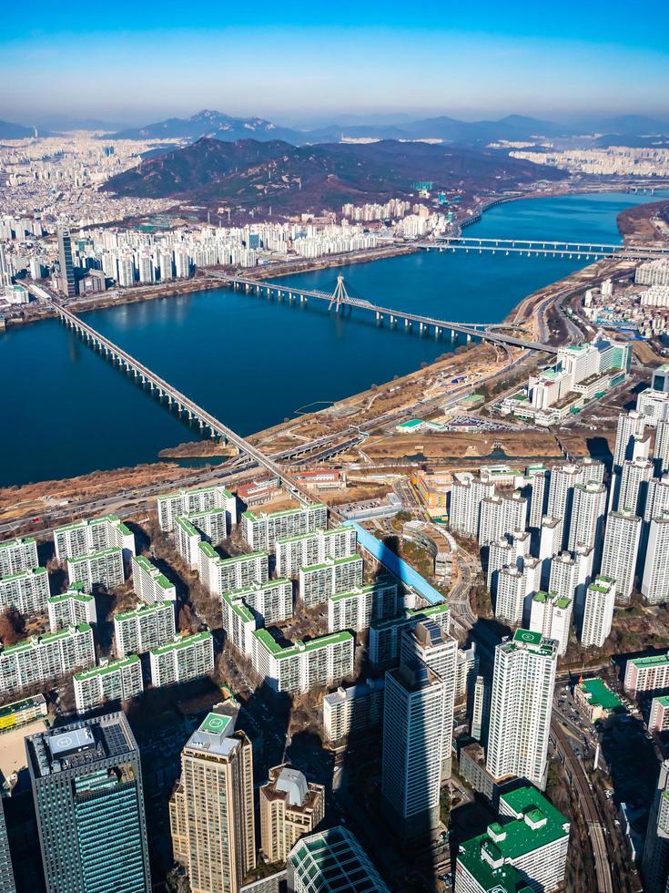 vista aerea della città di seoul, corea del sud foto