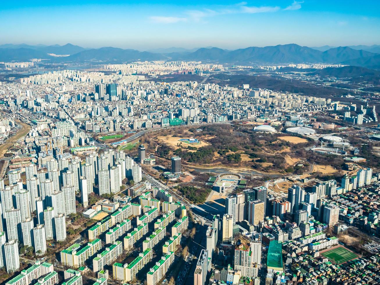 vista aerea della città di seoul, corea del sud foto