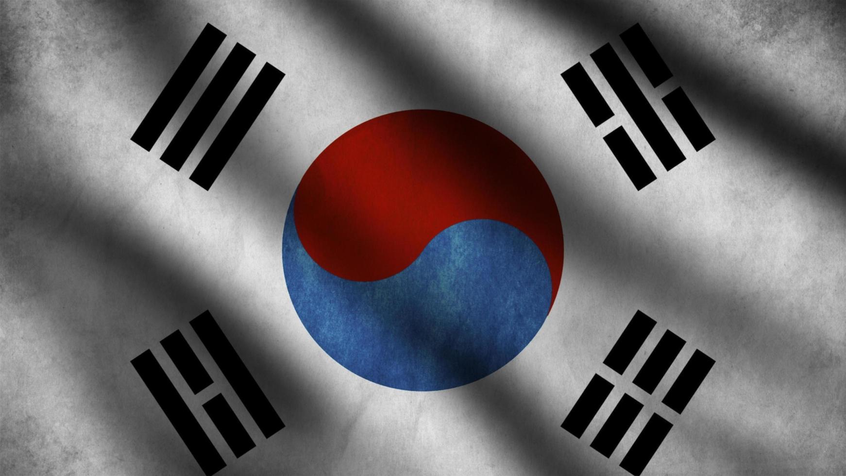 Sud Corea bandiera soffiaggio nel il vento. pieno pagina volante bandiera 3d illustrazione foto