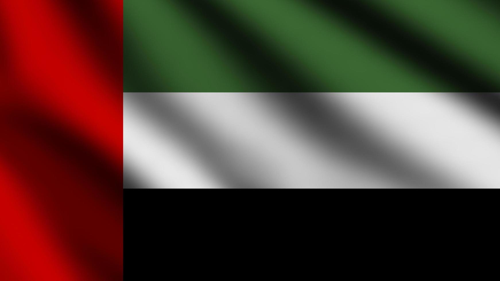 unito arabo Emirates bandiera soffiaggio nel il vento. pieno pagina volante bandiera. 3d illustrazione foto