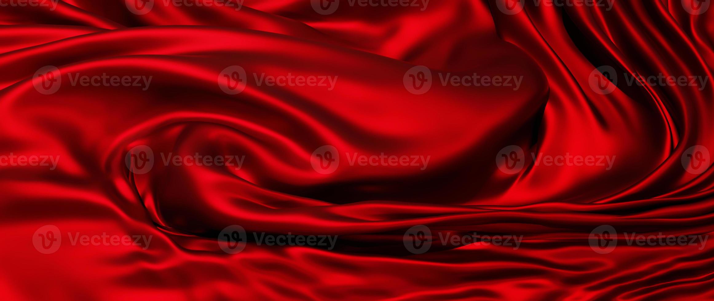 Rendering 3D di stoffa rossa, lamina olografica iridescente foto