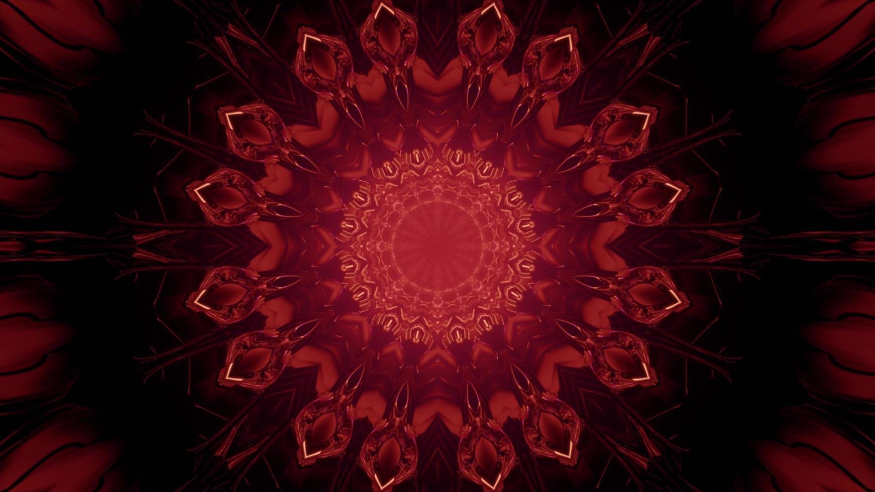 Illustrazione 3D del tunnel rosso lucido ornamentale foto