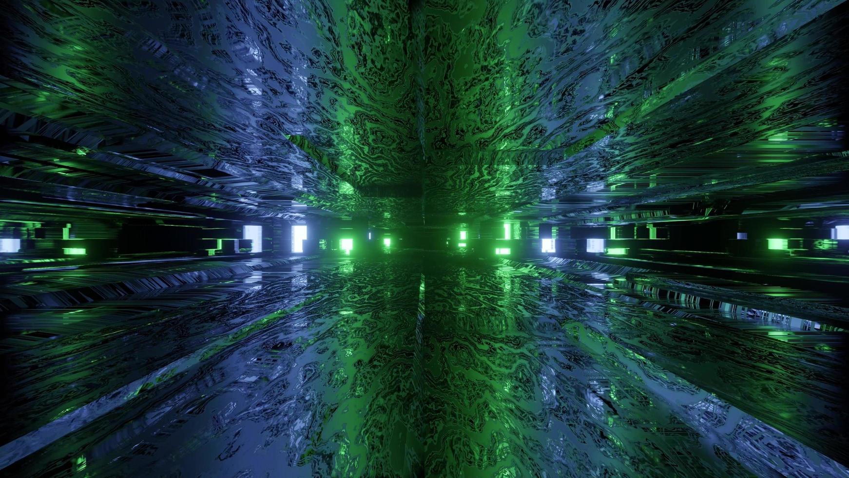 tunnel virtuale con illuminazione al neon 3d'illustrazione foto