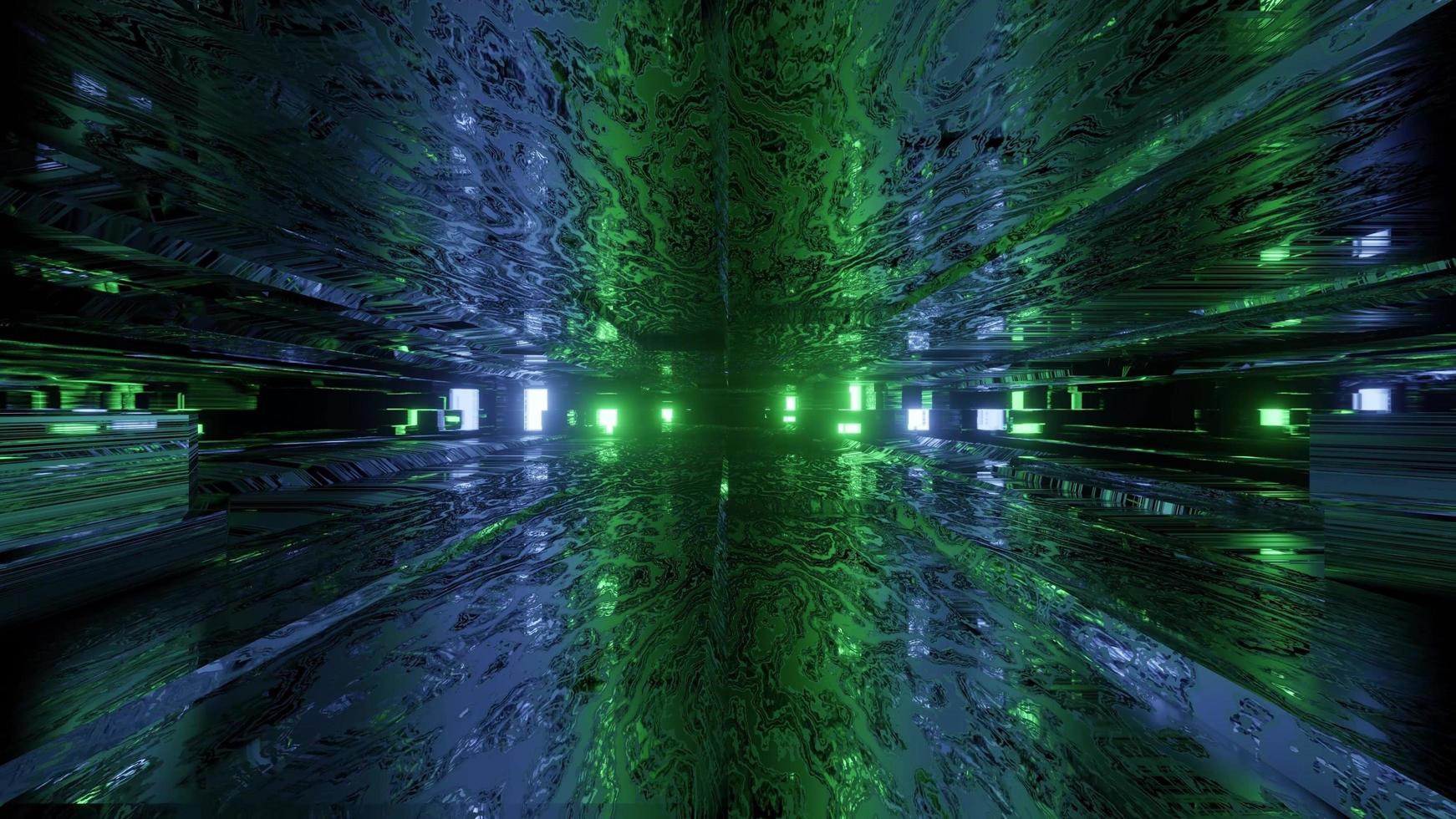incandescente luci al neon nell'illustrazione 3d tunnel buio foto