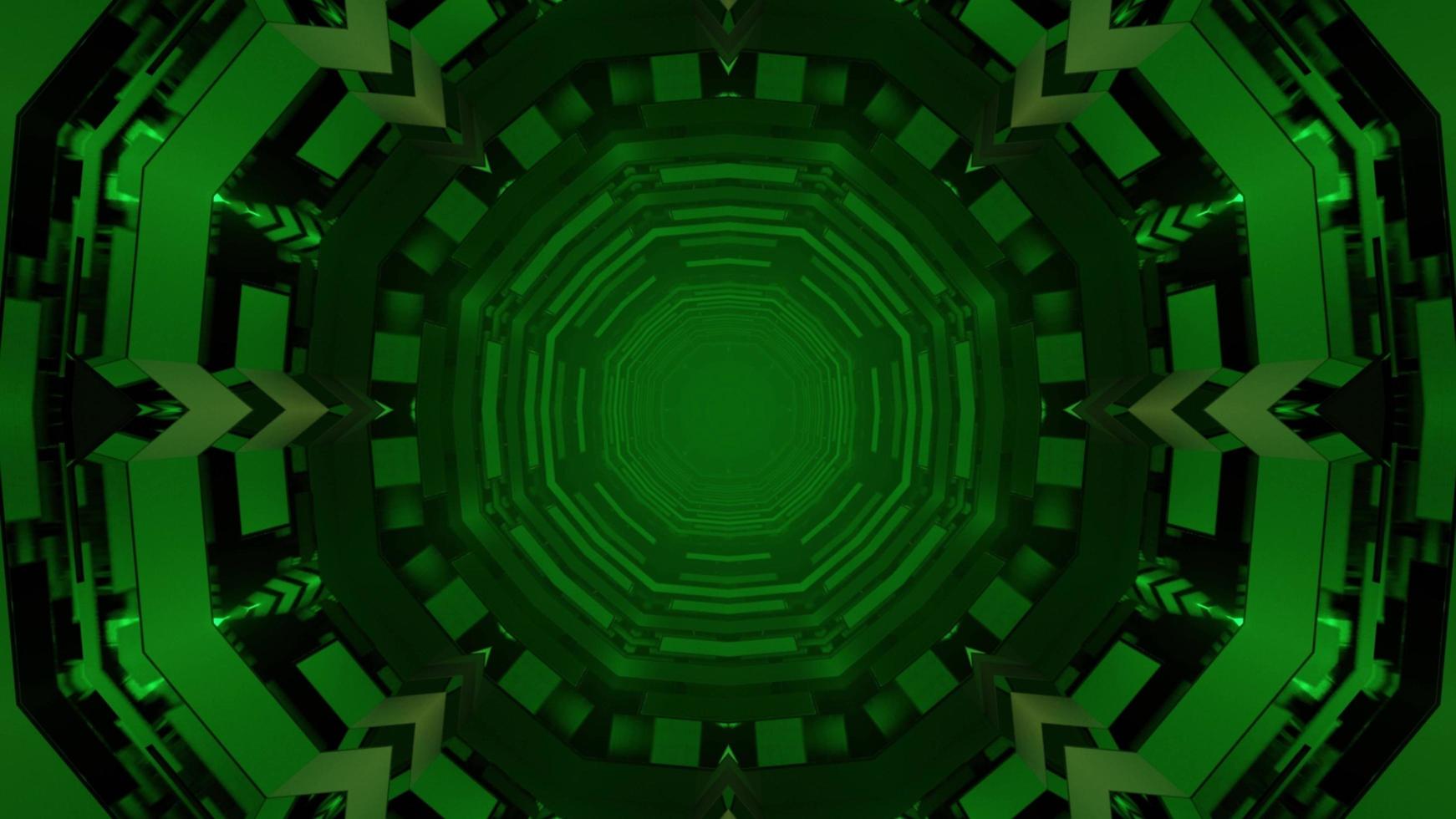 illustrazione 3d sferica astratta di cerchi ornamentali ripetuti verdi foto