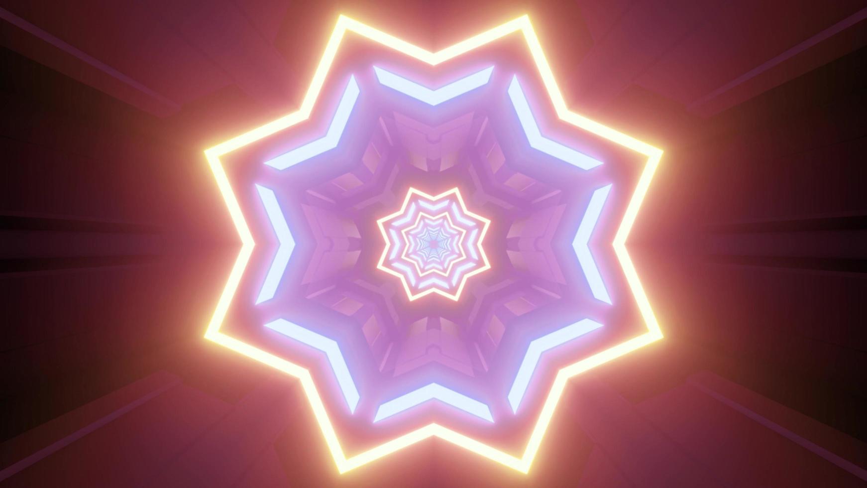 Luccicante neon a forma di stella ornamento 3d'illustrazione foto