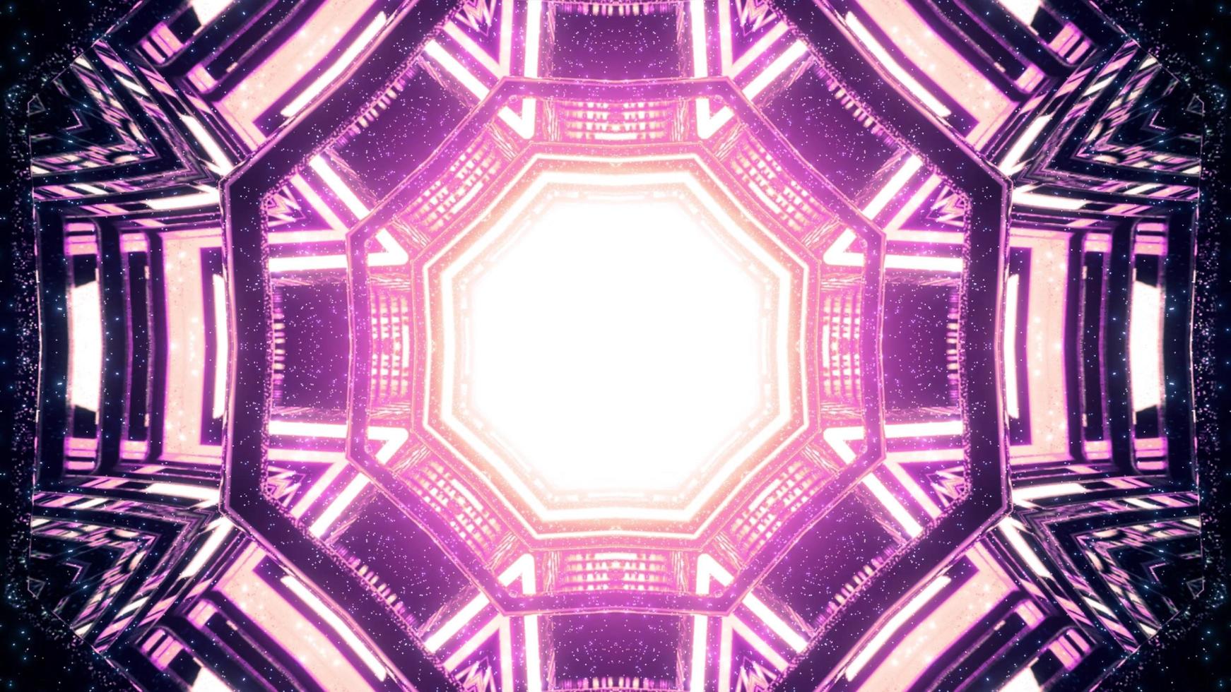 tunnel magico con forme geometriche e colori al neon 3d'illustrazione foto