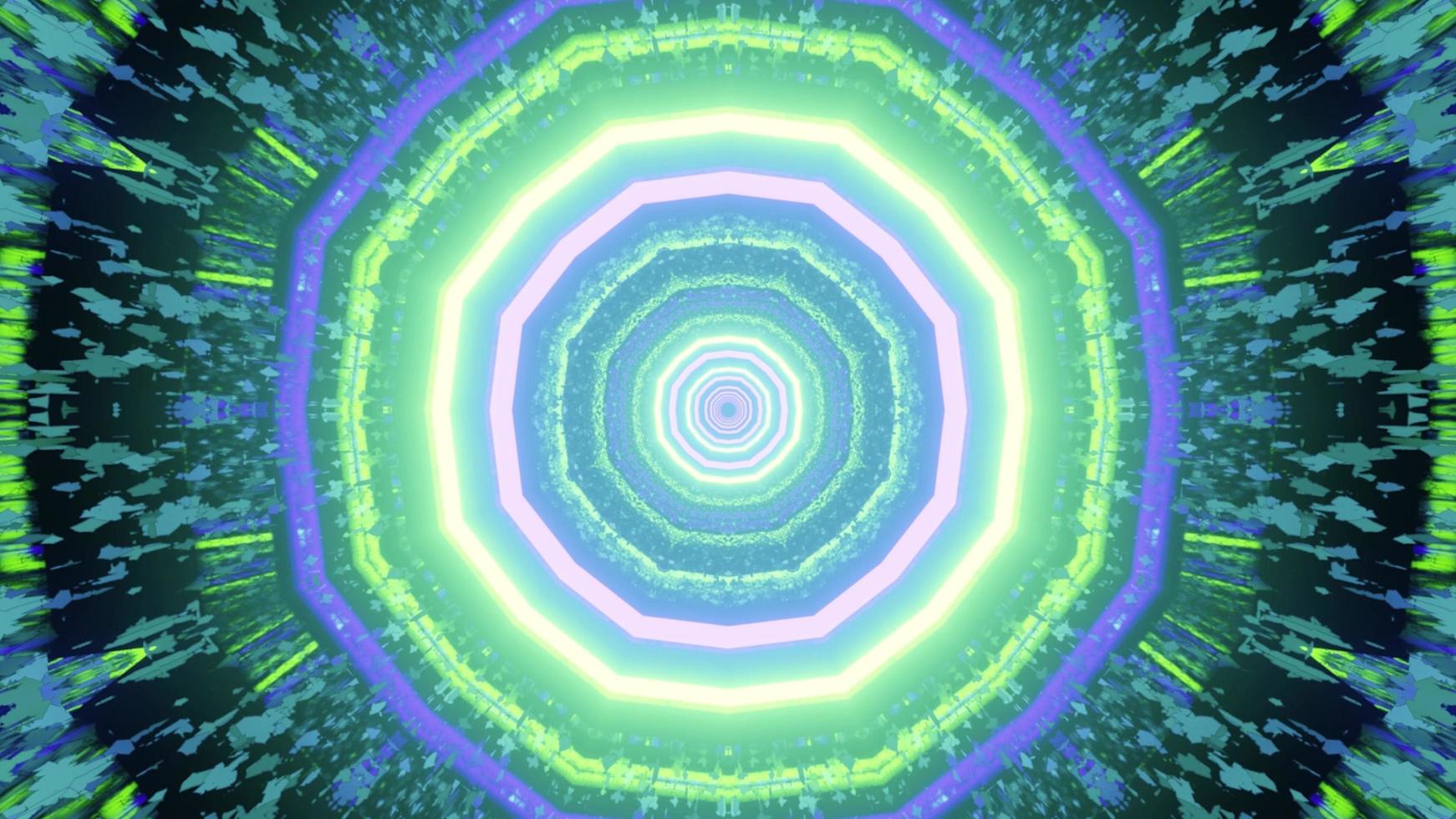 Illustrazione 3D di luce al neon multicolore incandescente nel labirinto foto