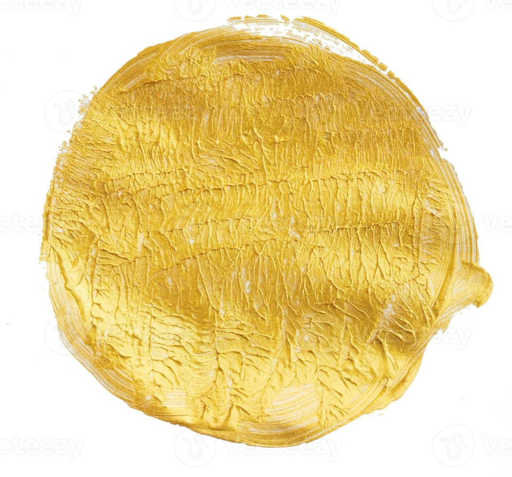 struttura del cerchio di vernice dorata isolato su uno sfondo bianco foto