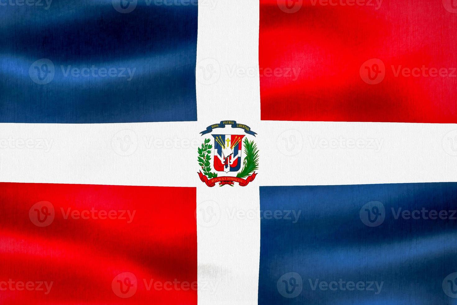 bandiera della repubblica dominicana - bandiera sventolante realistica in tessuto foto