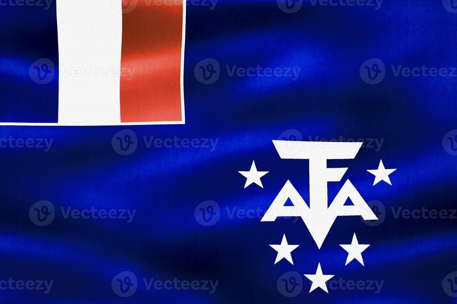 3d-illustrazione di una bandiera dei territori meridionali francesi - bandiera di tessuto sventolante realistica foto