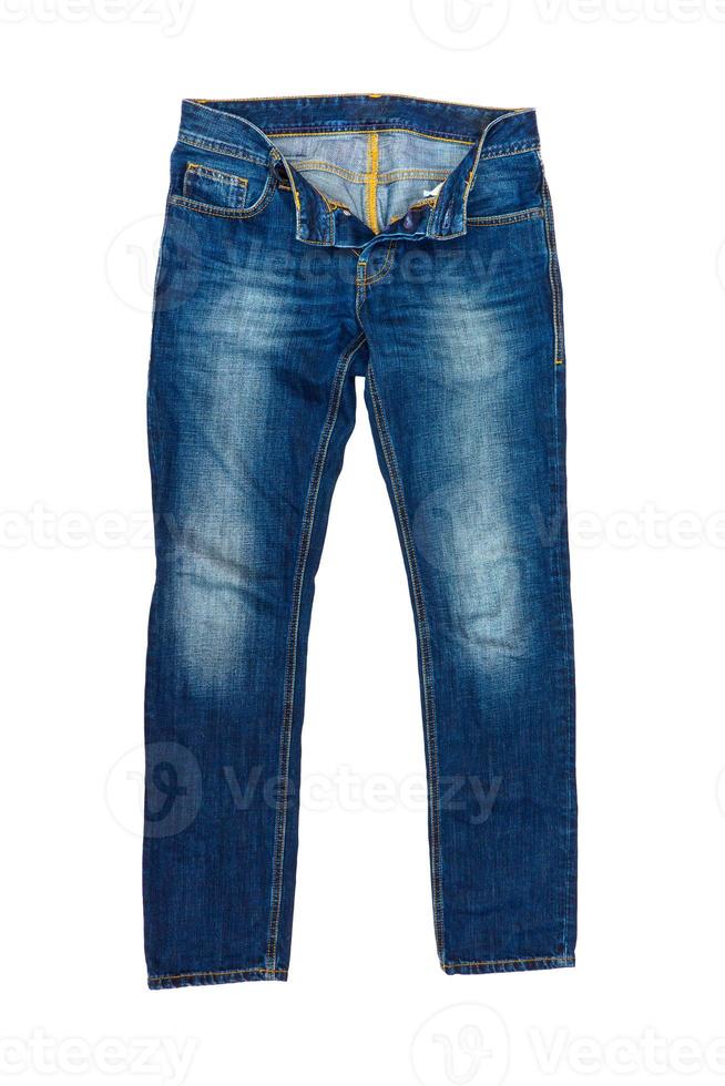 blu jeans su bianca sfondo foto