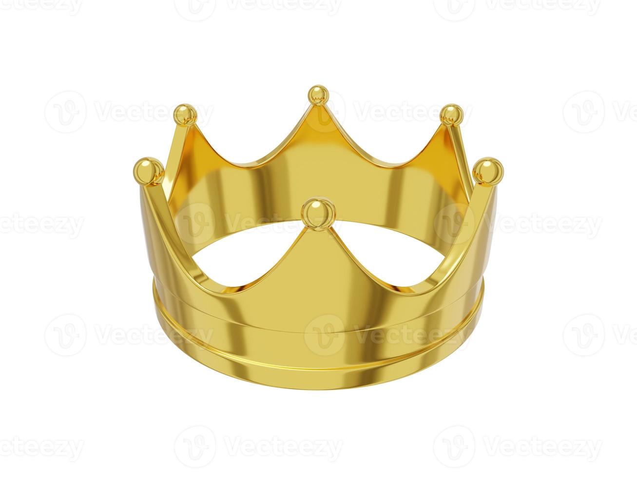 realistico reale corona oro metallo, simbolo di potenza, superiore Visualizza. 3d resa. icona su bianca sfondo. foto