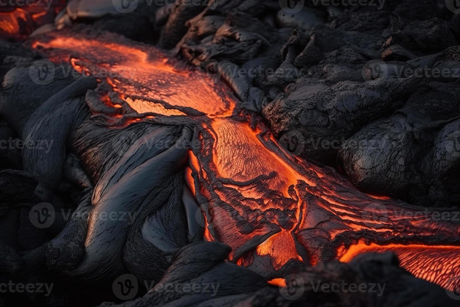 lava era nel il crepe di il terra per Visualizza il struttura di il splendore di vulcanico magma nel il crepe foto