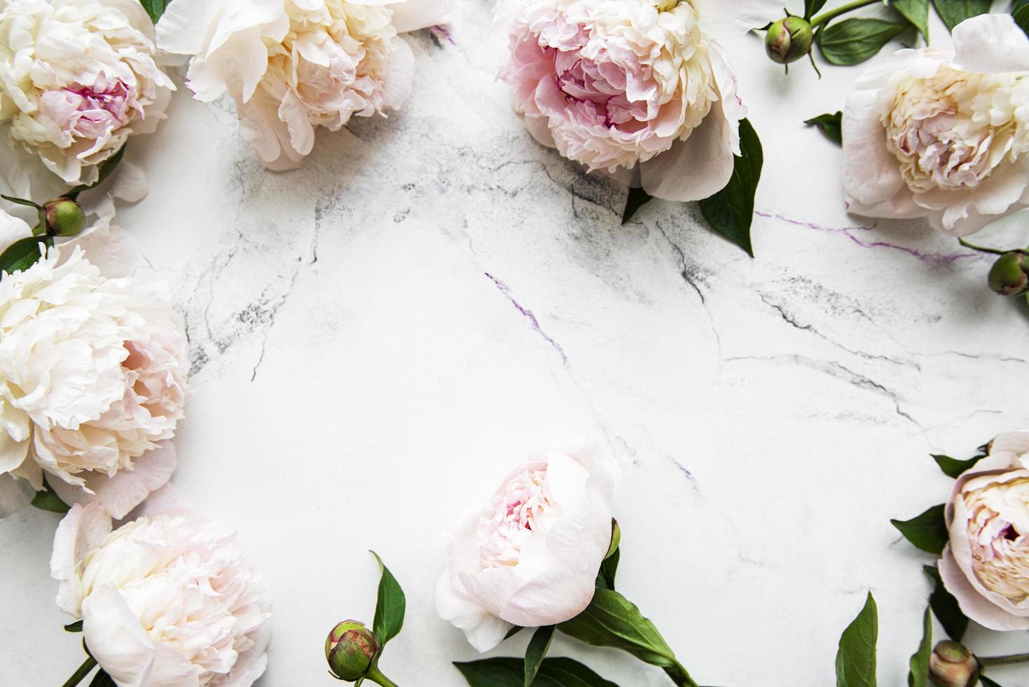 fiori di peonia su uno sfondo di marmo foto