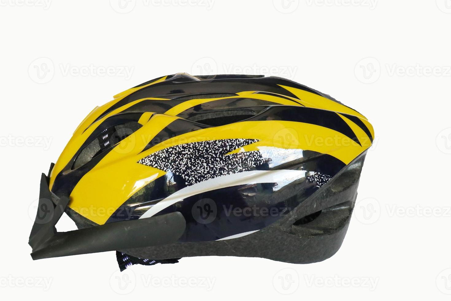 bicicletta casco. blu bicicletta casco isolato su bianca sfondo. prospettiva Visualizza di bicicletta casco foto