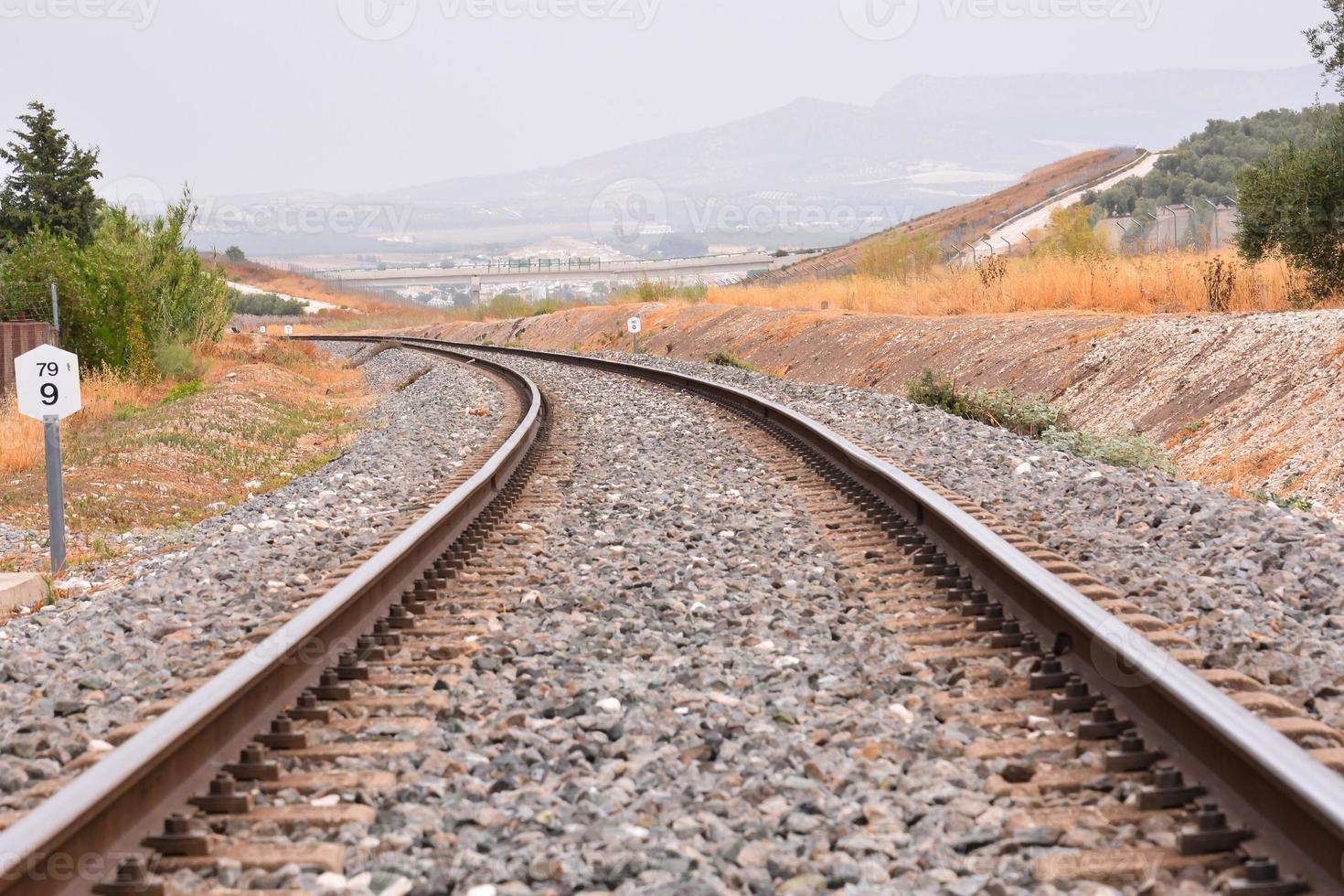 Ferrovia brani attraverso il paesaggio foto