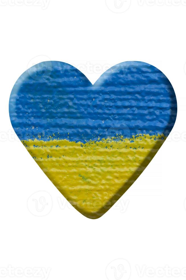 cuore con ucraino bandiera isolato su bianca foto