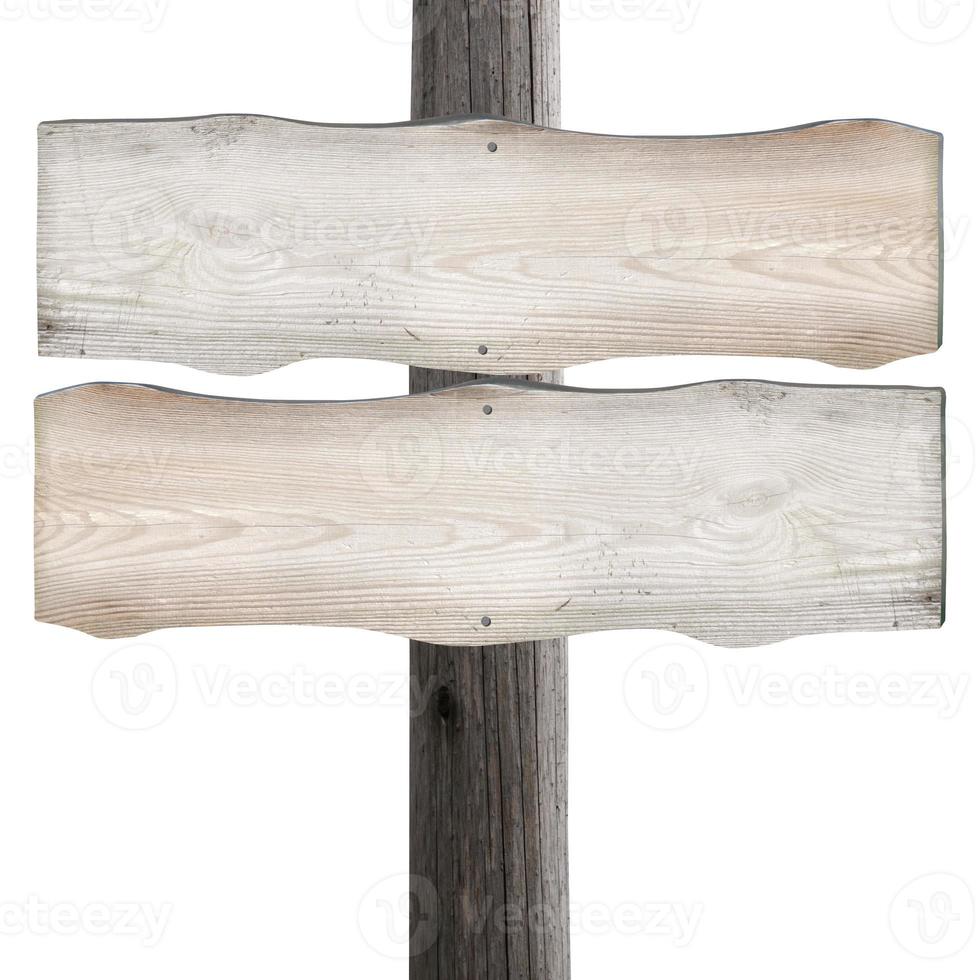 Due di legno tavole su inviare isolato su bianca sfondo foto
