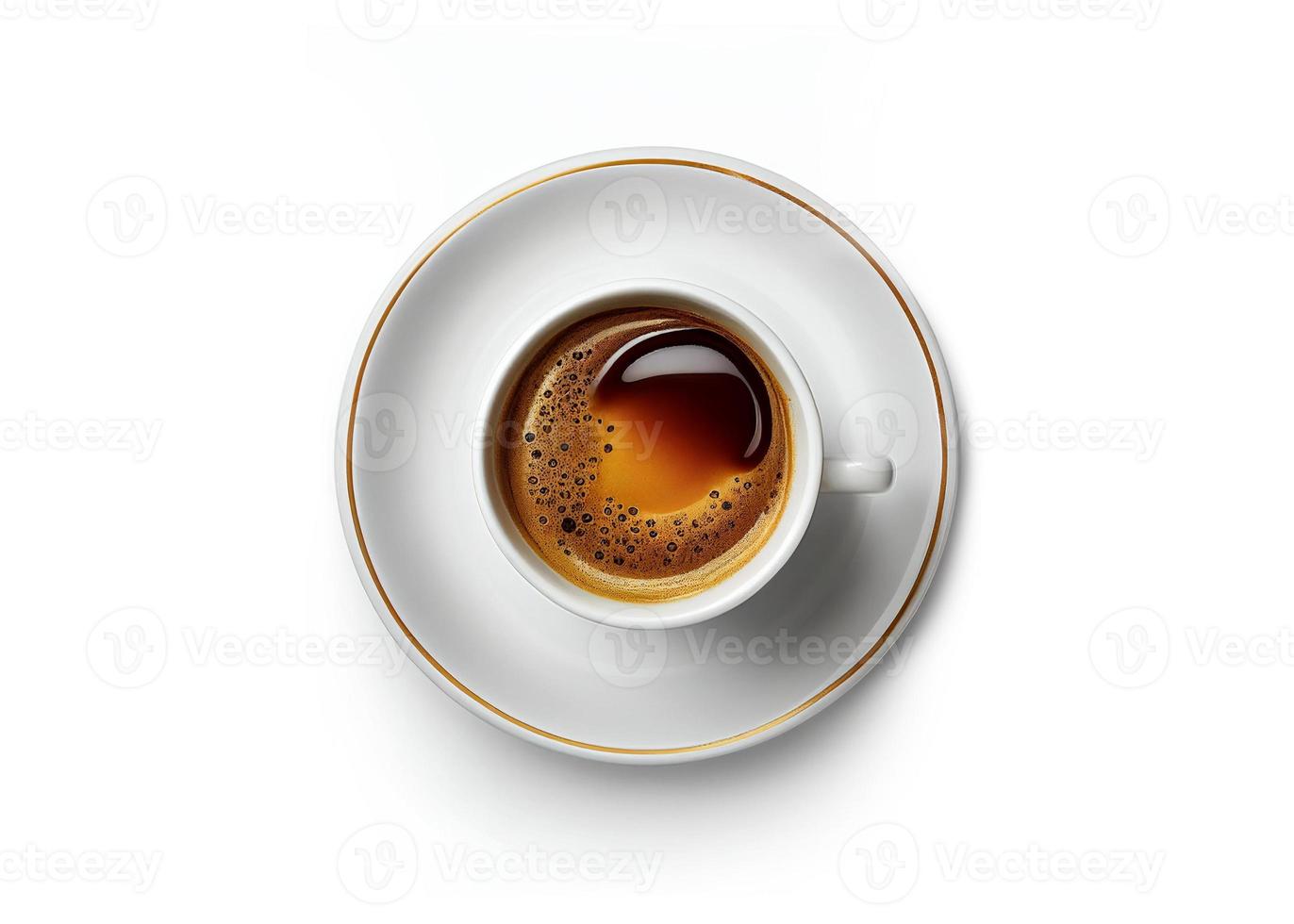 piatto posare Visualizza a tazza di caffè espresso caffè isolato su bianca sfondo, creato con generativo ai foto