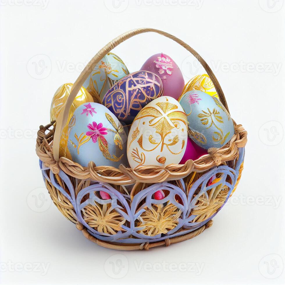 Pasqua uova nel un' cestino, Pasqua 2023, contento Pasqua celebrazione - ai generato Immagine foto