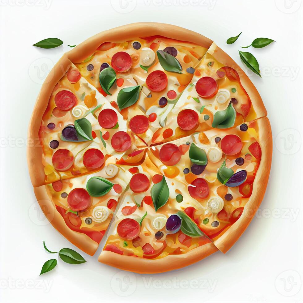 appena al forno caldo vegetariano vegano Pizza - ai generato Immagine foto