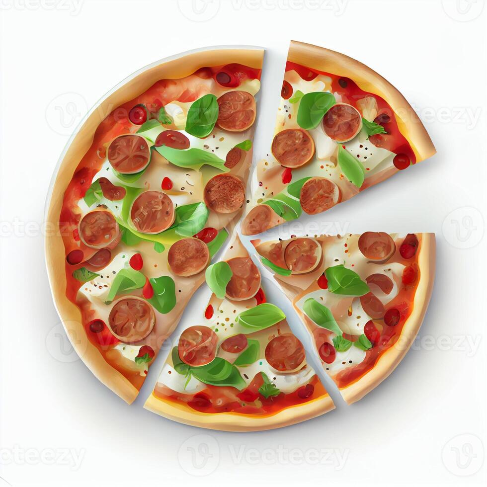 appena al forno caldo vegetariano vegano Pizza - ai generato Immagine foto