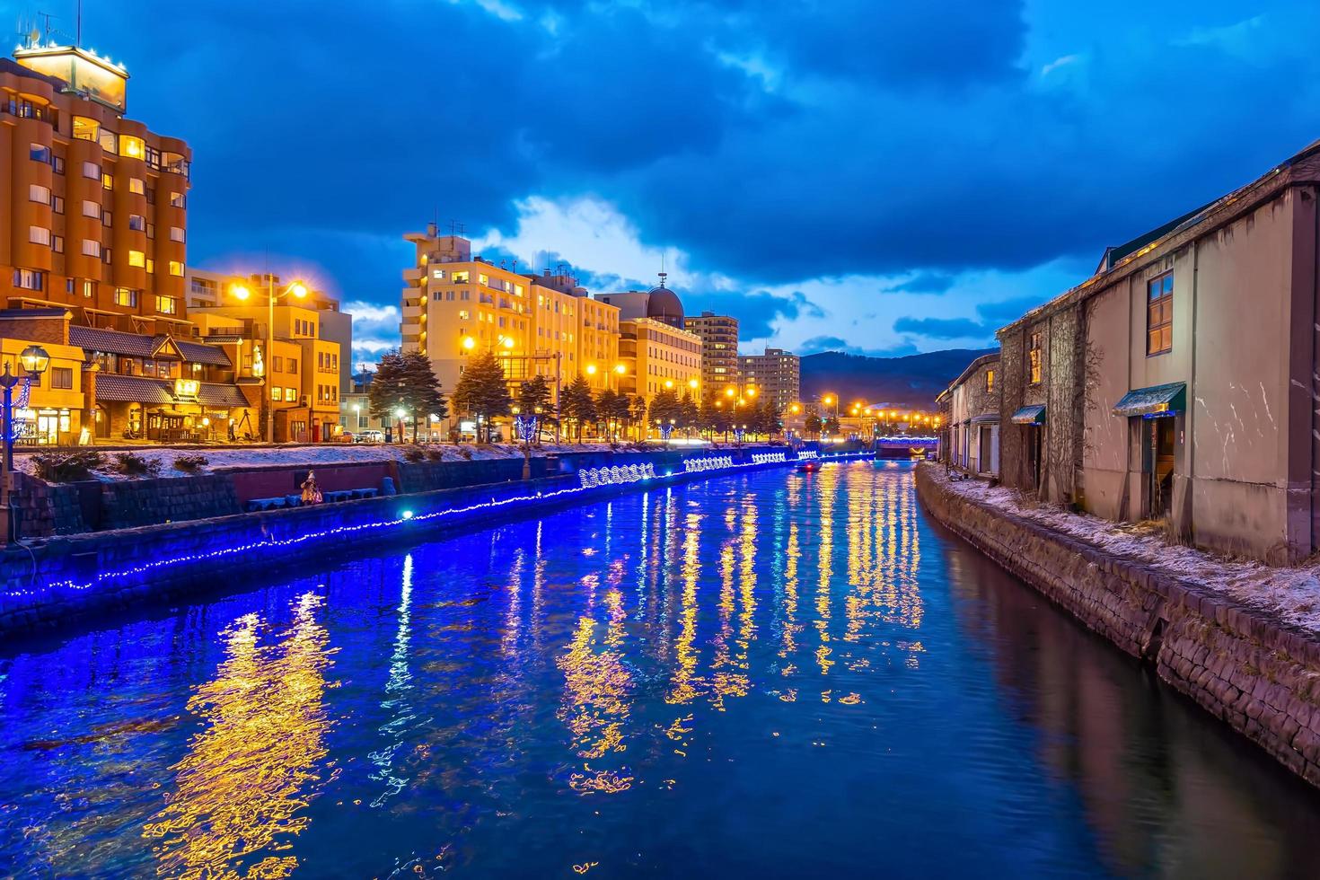 paesaggio urbano di otaru, canale del giappone e magazzino storico, sapporo foto