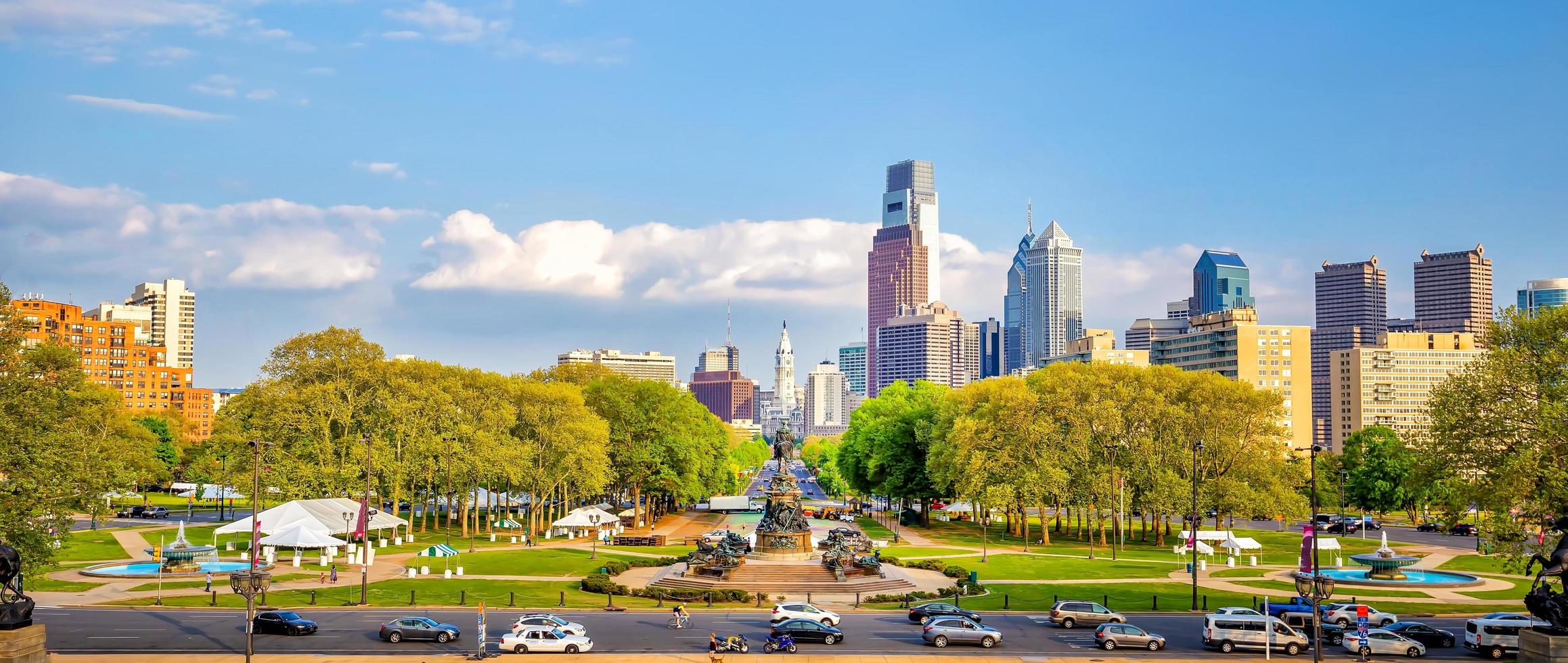 paesaggio urbano di skyline del centro di Philadelphia in Pennsylvania foto